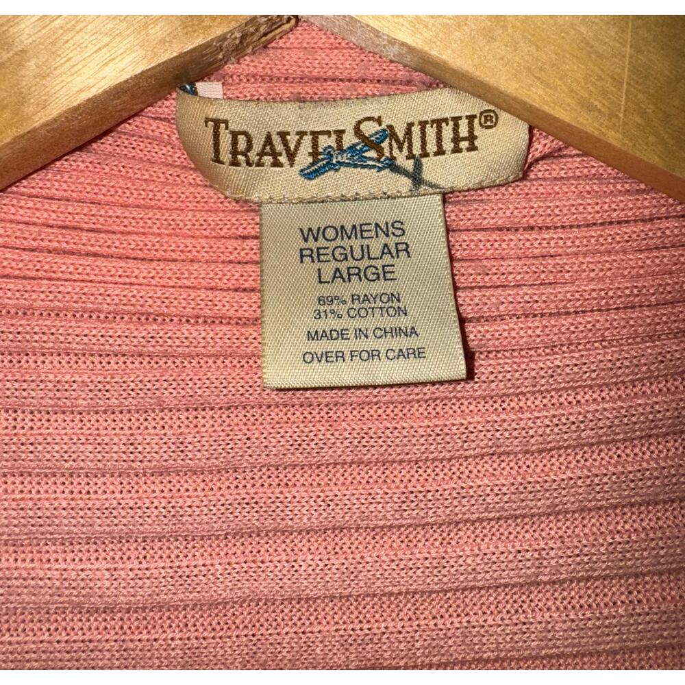 Travel Smith Waterfall Open Cardigan Women's Large Ribbed Peach Duster Lagenlook - Picture 6 of 6